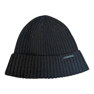 Armani Exchange Unisex Black Hat VINTAGE KNIT BEANIE HAT one size